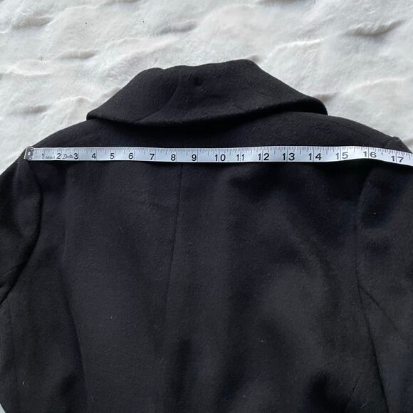 🔥H&M Wool Blend Black Overcoat Belted Stylish Old Money Minimalist Women Sz 10 - Picture 14 of 16